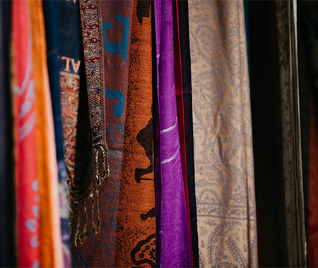 Assorted close up color fabrics