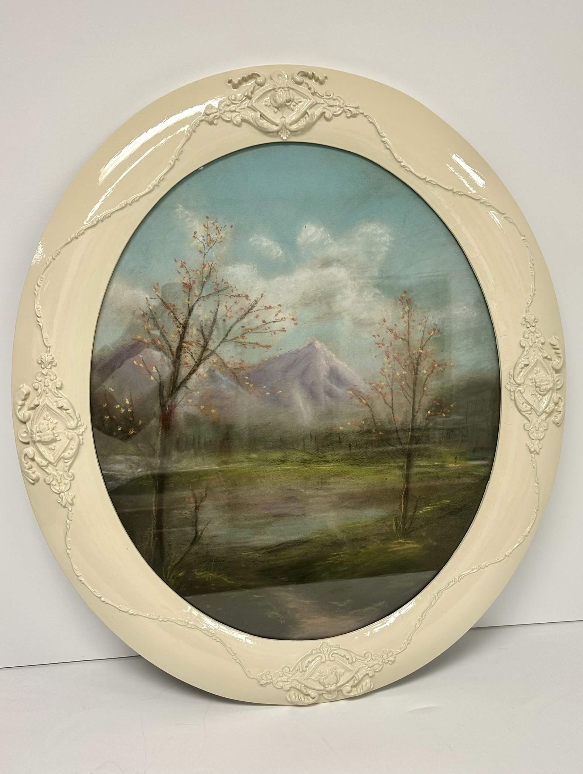 Chalk drawing after restoration and surface cleaning by Prism Specialties Columbus with frame gilding touched up