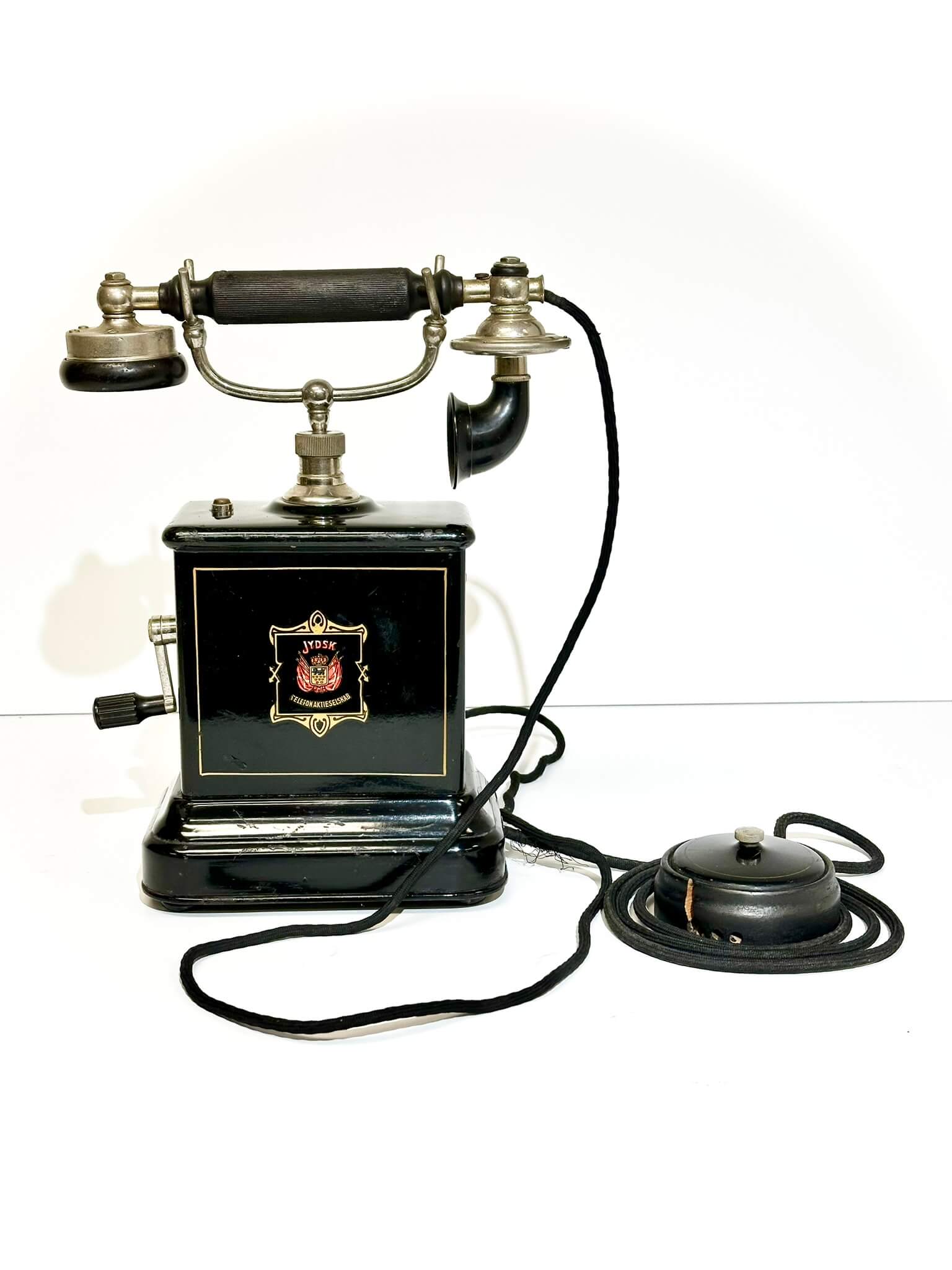 Antique rotary desk telephone fully restored with refinished surface and preserved original mechanical parts