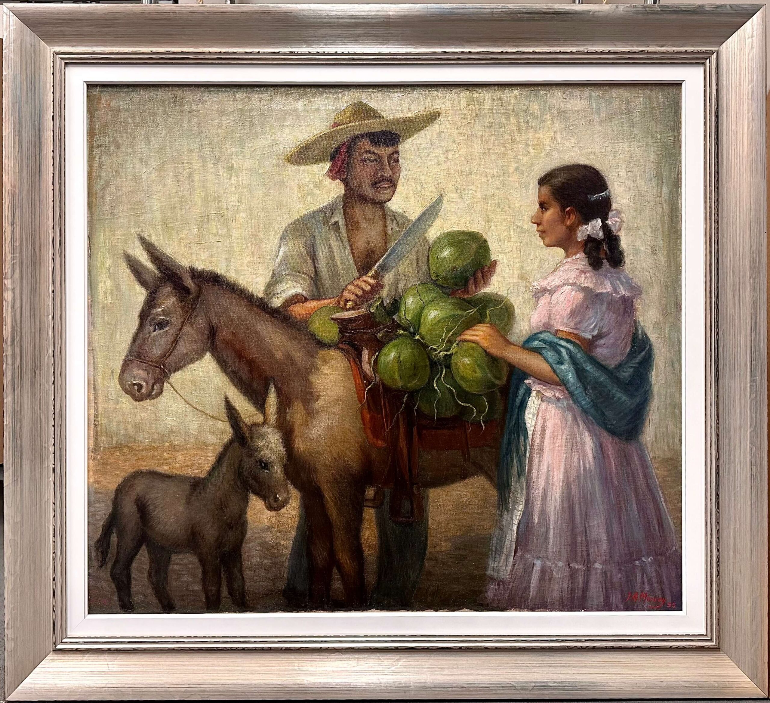 Restored fine art painting ready for display after conservation cleaning and archival reframing